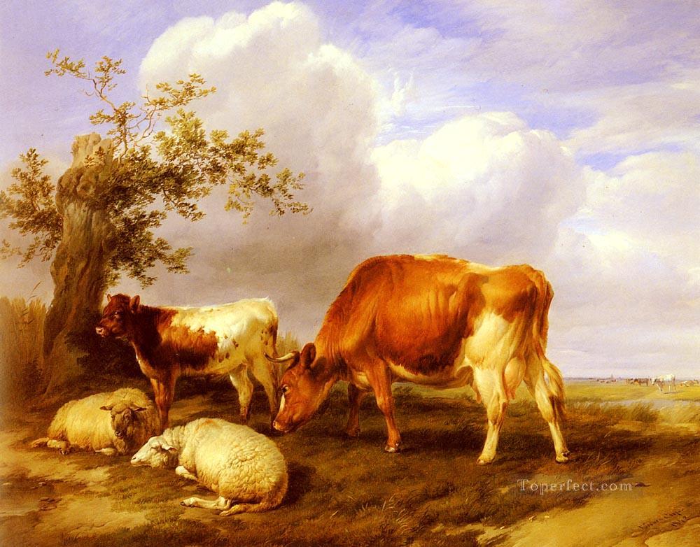 In The Canterbury Meadows farm animals cattle Thomas Sidney Cooper Oil Paintings